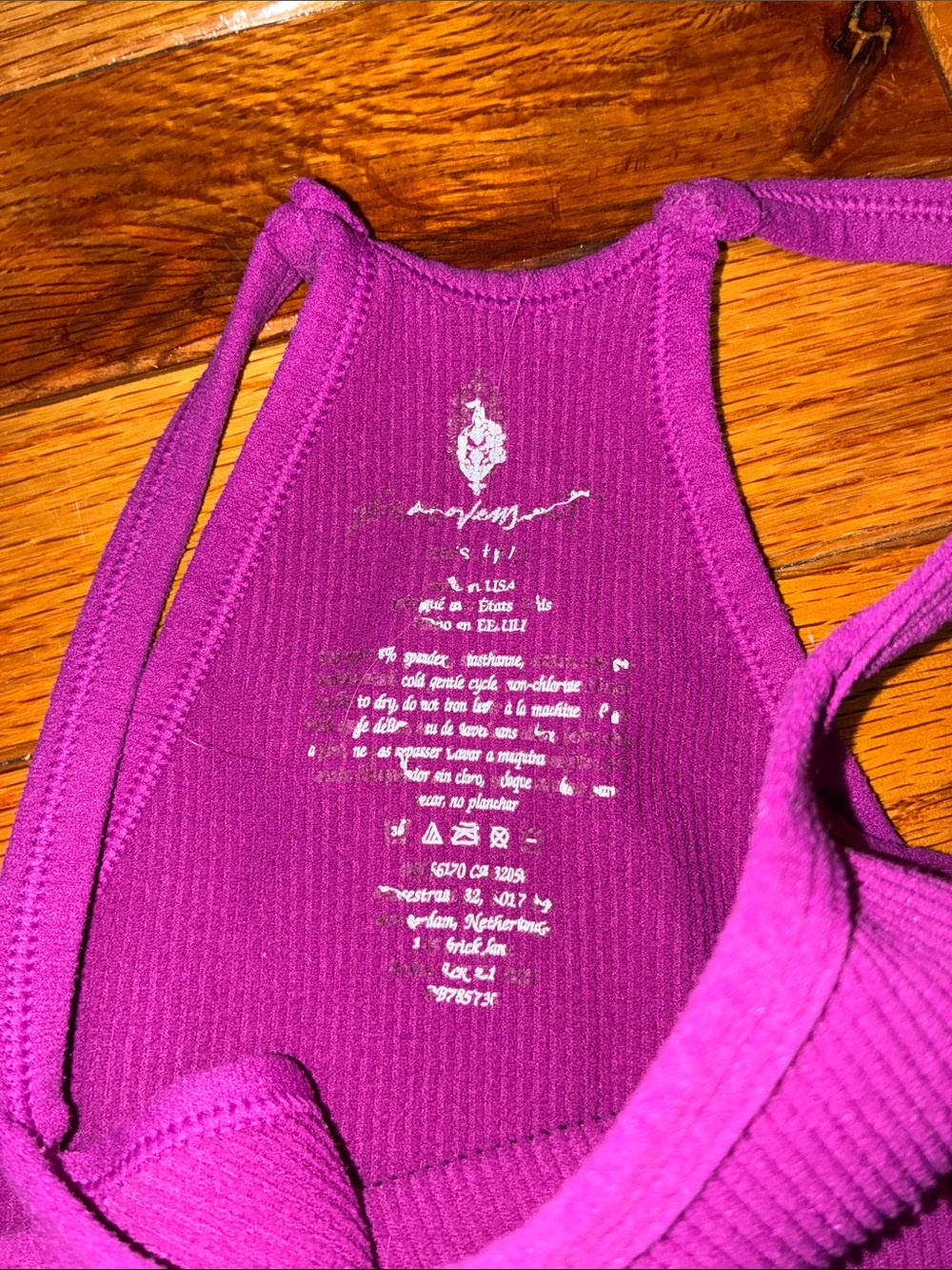 Free People Magenta Ribbed Racerback Crop Top - Picture 3 of 3